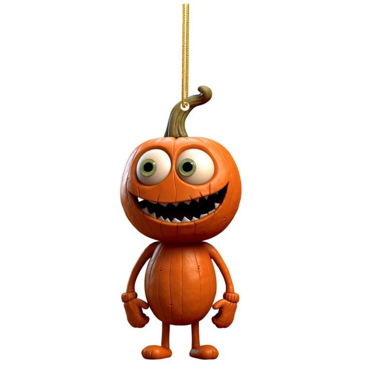 New Halloween Pumpkin Car Pendant Rearview Mirror Pendant Ghost Pumpkin Acrylic Flat Pendant