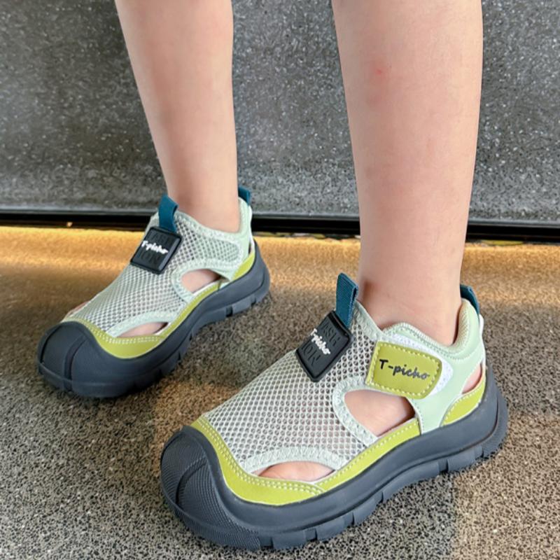 Sommer Ny Gutt Fritid Sport Myk Såle Sandaler Jenter Enkelt Mesh Pustende Koreansk Stil Strandsko