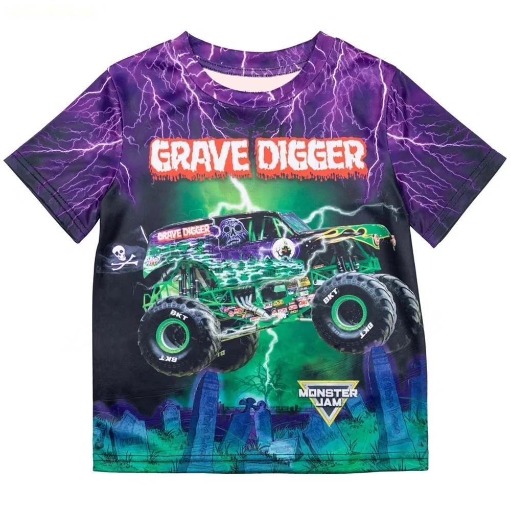 

Kids T-shirt Fashion Monster Truck Cartoon 3D Print Kids Short Sleeves T-Shirt Loose Casual Summer Outdoor Boy and Girl Tees Tops 100