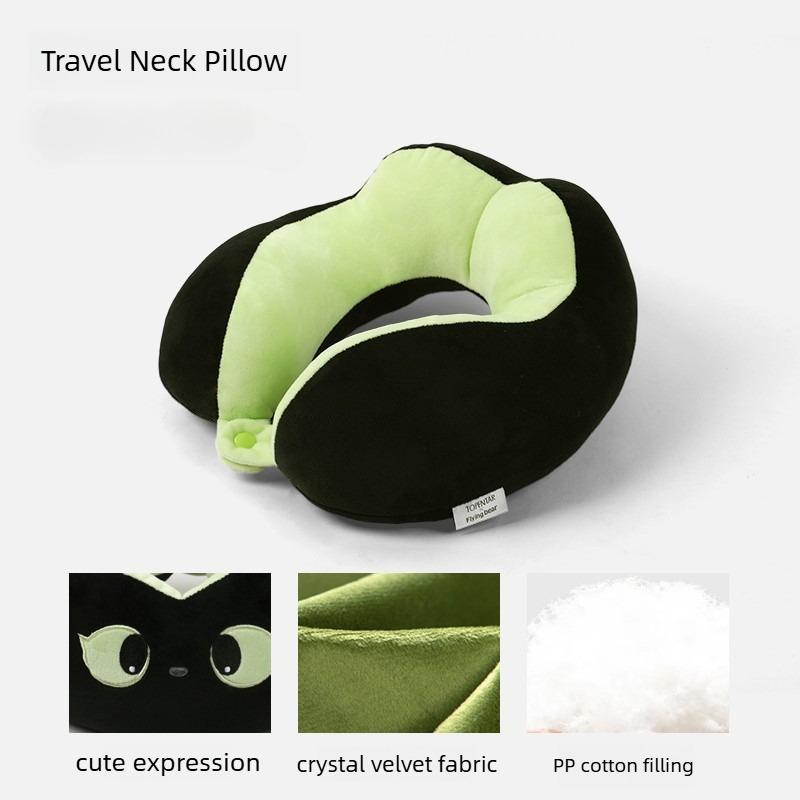 Cartoon Cat Deformable U-Shaped Neck Pillow with PP Cotton Filling for Napping Travel Cervical Neck Support Pillow