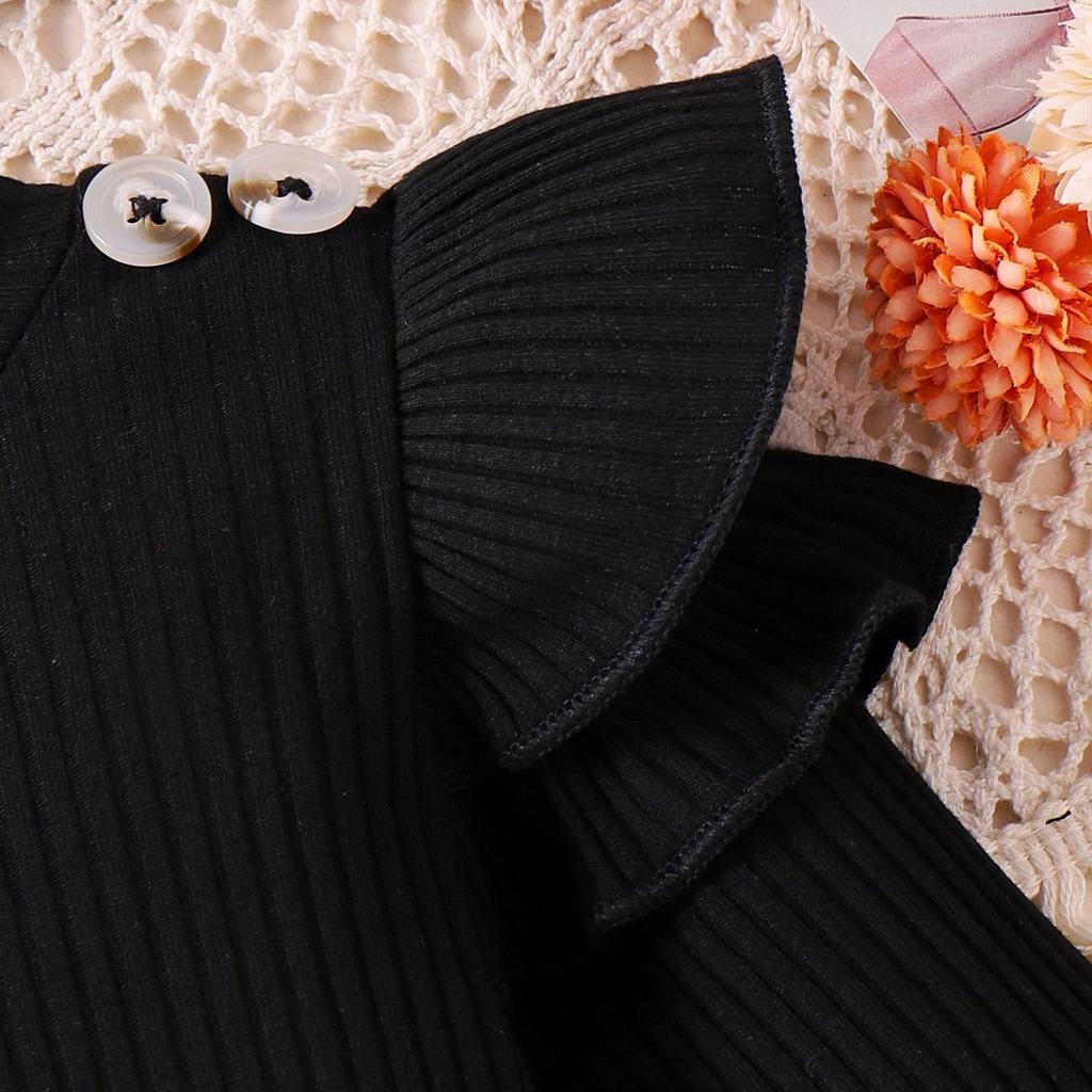 2-teiliges Set für Babys im Alter von 0–1 Jahren im Herbst. Bequemes, süßes und niedliches schwarzes Oberteil + Hahnentrittrock + Haarband.