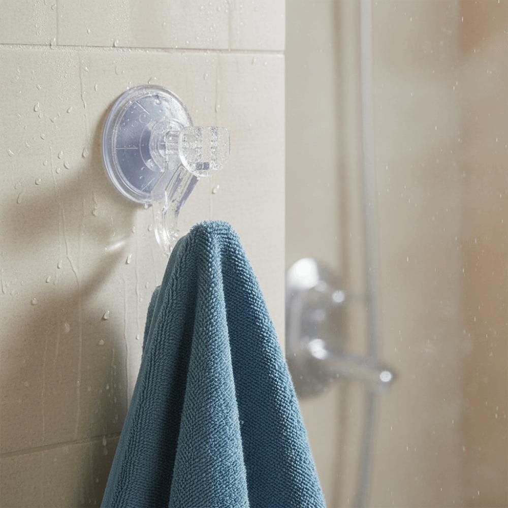 2PCS Transparent Shower Suction Hooks Removable Towel Hook Durable Kitchen Hook  Glass Surface