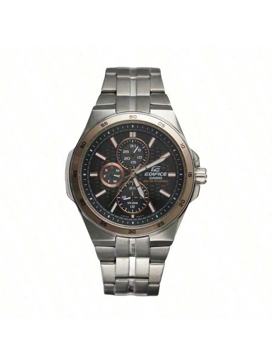 

CASIO Dynamic Fashion Трехглазые Кинетические Водонепроницаемые Мужские Часы с Питанием от Света EF-340SB-1A5VDF серебряный