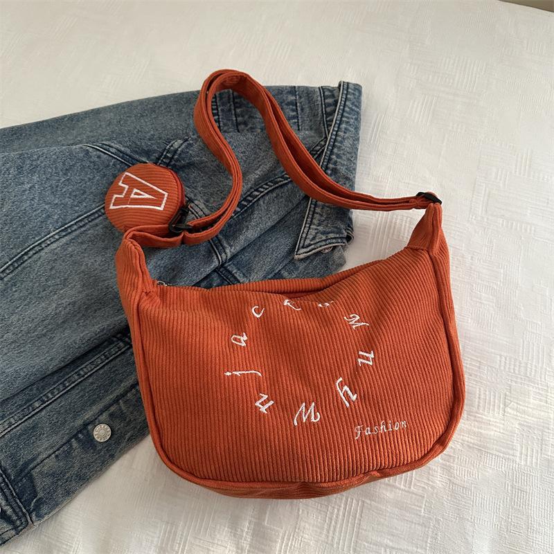 

Универсальная модная сумка-мессенджер с надписью, женская, 2025, новая, повседневная, вельветовая, большой вместимости, на плечо, сумка-пельмень