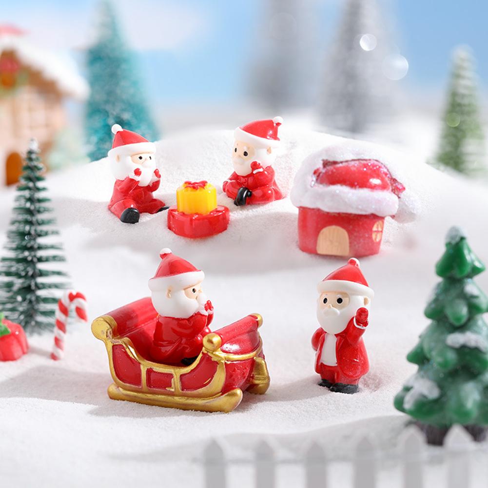 Ornamente de Crăciun din Rășină Figurine Drăguțe cu Moș Crăciun Micro Peisaj Cadou pentru Acvariu