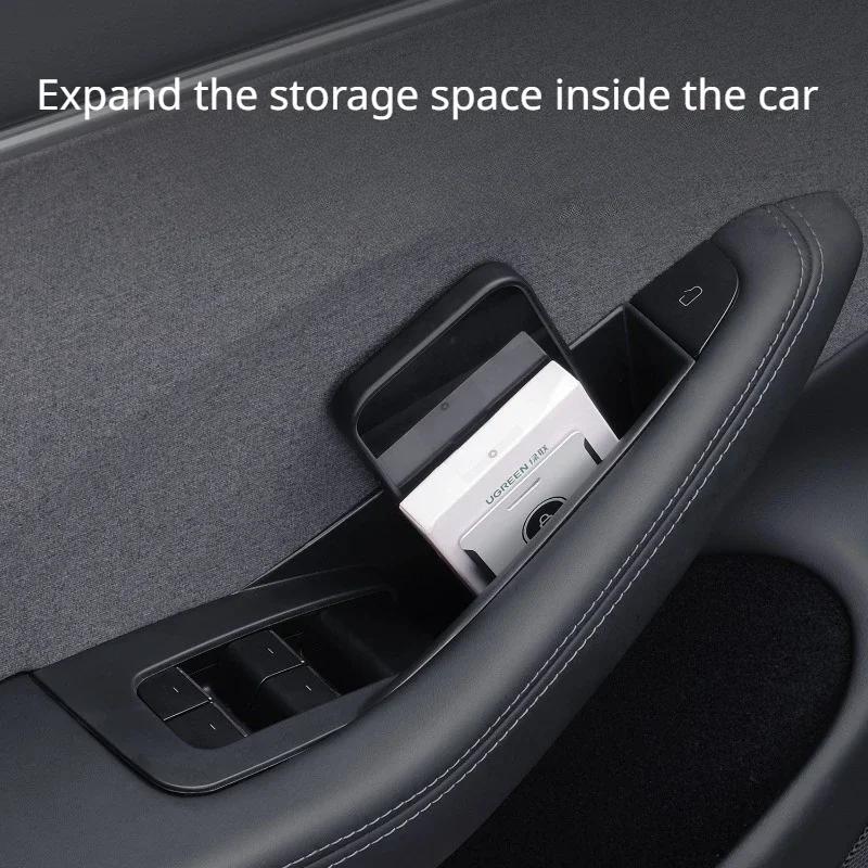 Door Handle Storage Box for Tesla Model 3 Highland Model Y Juniper 2025 Interior Accessories Inner Handle Organizer Phone Holder