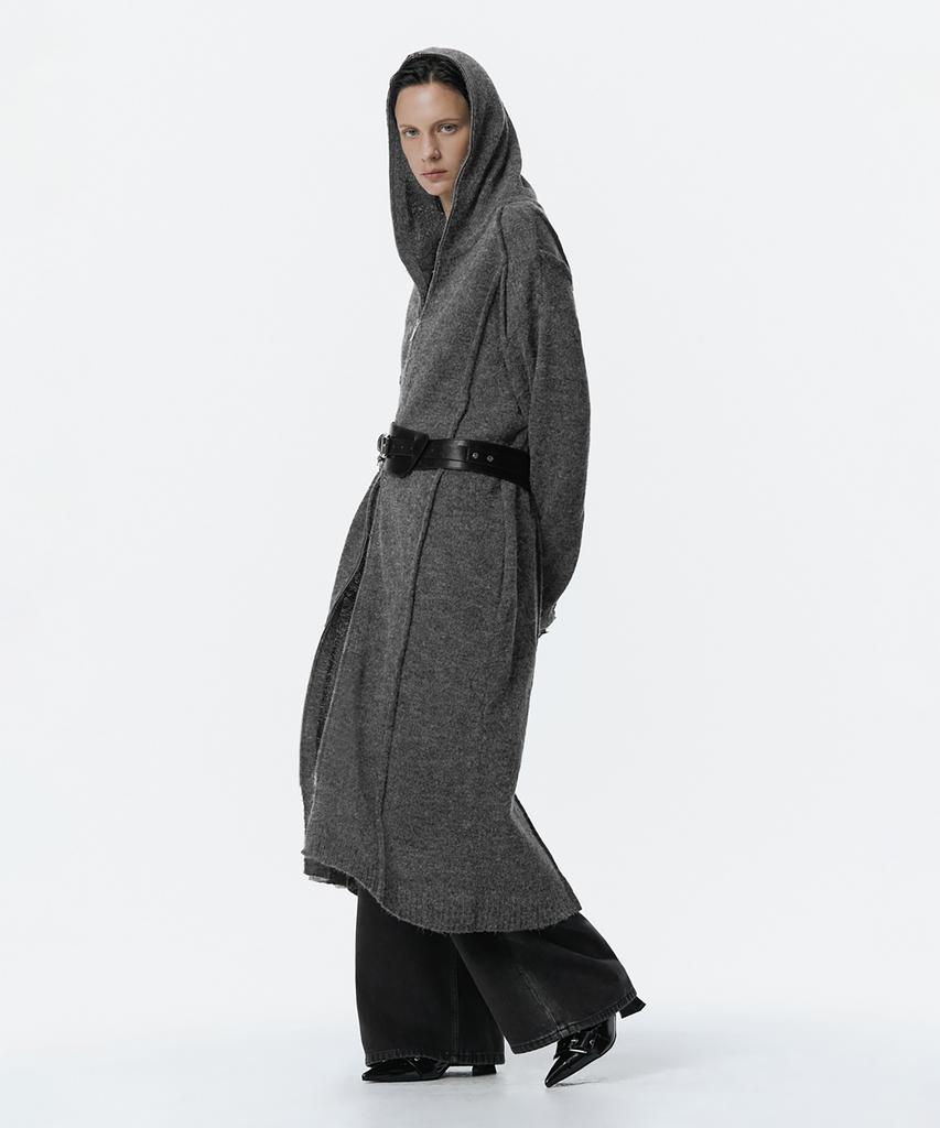 Teulimingbeodeu Hoodie Knit One-Piece [Charcoal]
