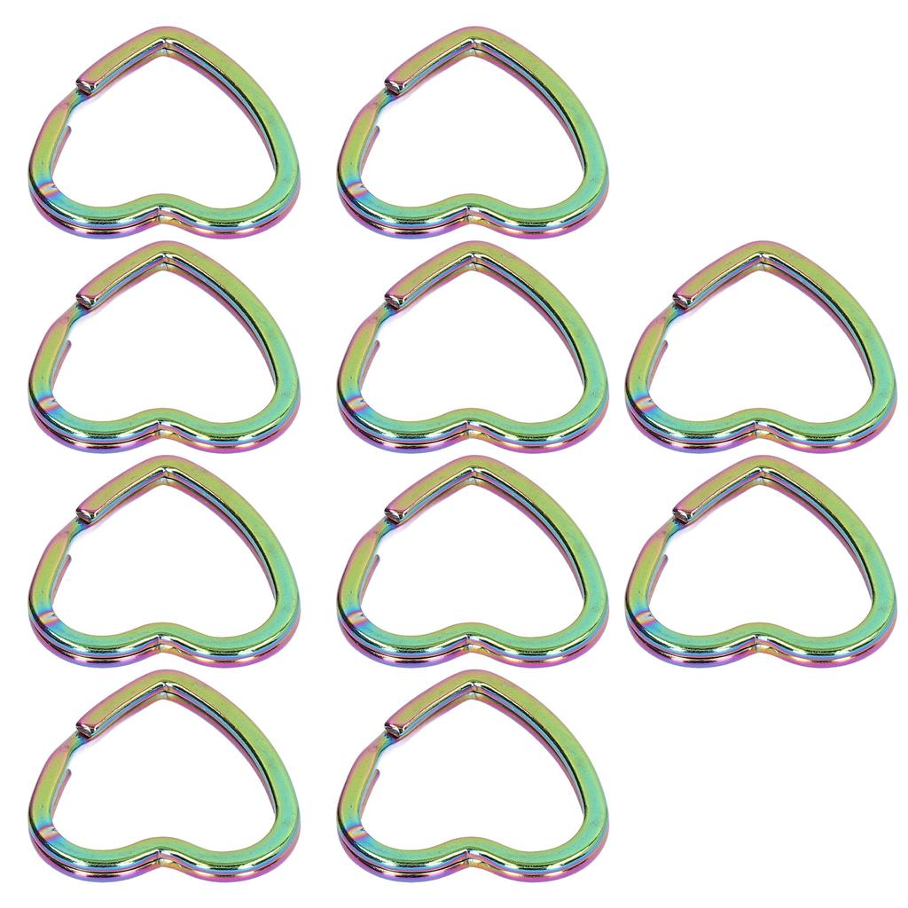 10PCS Key Ring Heart Shaped Design Colorful Appearance Fine Workmanship High Hardness Keychain