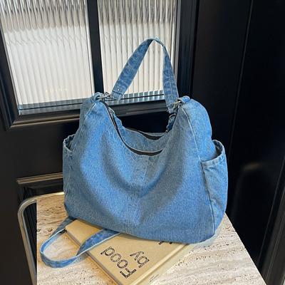 Letnia retro torba listonoszka pod pachę modna dżinsowa torba wszechstronna duża pojemność na ramię casualowa torba listonoszka