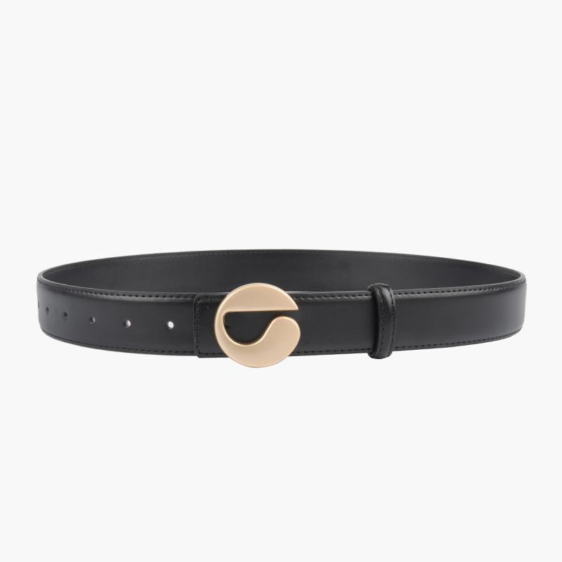 Belt Genuine Leather Calfskin Belt Belt Women s Black Logo Cowhide Belt 105cm