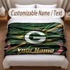 Green Bay Packers Bedruckte Flanelldecke Benutzerdefinierter Name Text Weiche Warme Decke für Schlafzimmer Feiertagsgeschenk