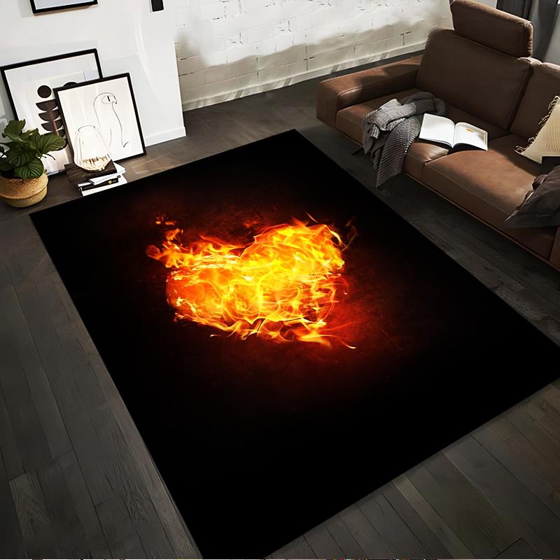 

Flaming Heart Design Black Carpet for Living Room or Bedroom Decor Suitable for use as an anti-slip for living room bedroom sofas 40x60cm( 15x23in )
