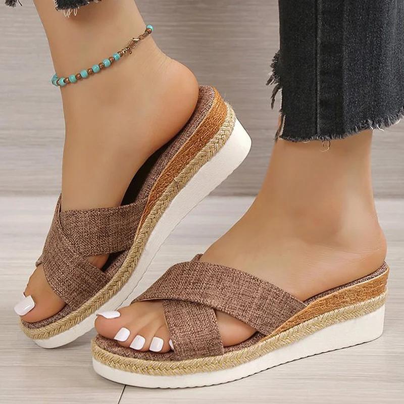 

Comemore Platform Sandalias Mujer Woman Heeled Shoes Slippers Summer Shoes Women Sandals Wedges Heels Heeled Shoes Summer Shoes for Women 35 верблюд