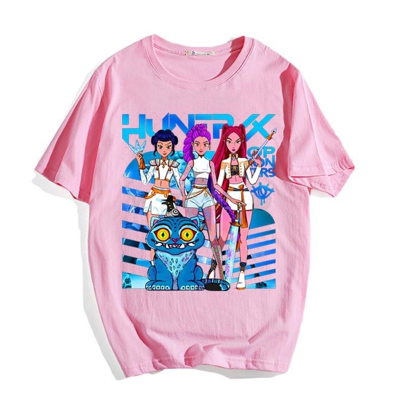 KPop Dämonenjäger T-Shirt Kurzarm Cartoon Hip Hop T-Shirt Grafikdruck Lässig Hohe Qualität T-Shirt Hombre Unisex Oberteile