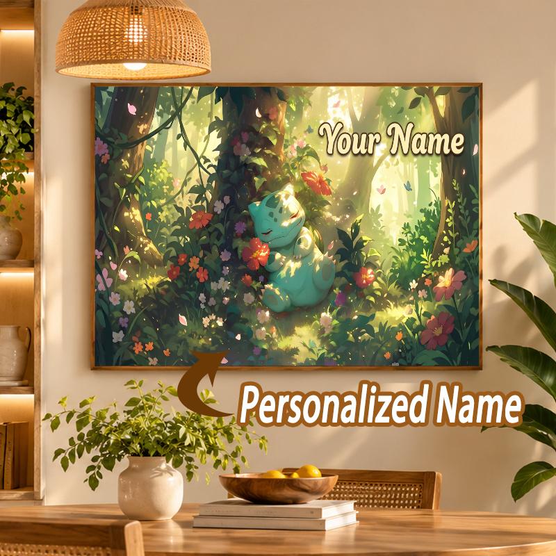 Bulbasaur Custom Name Diamond Painting Personalized 5D Full Drill DIY Diamond Art Home Decor