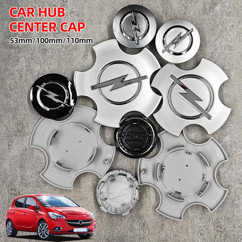 For Opel Corsa ko4pcs 53mm 100mm 110mm Car Wheel Center Hub Caps Cover Emblem For Opel Insignia Astra J F Antara Meriva Zafira Corsa Vectra OPC