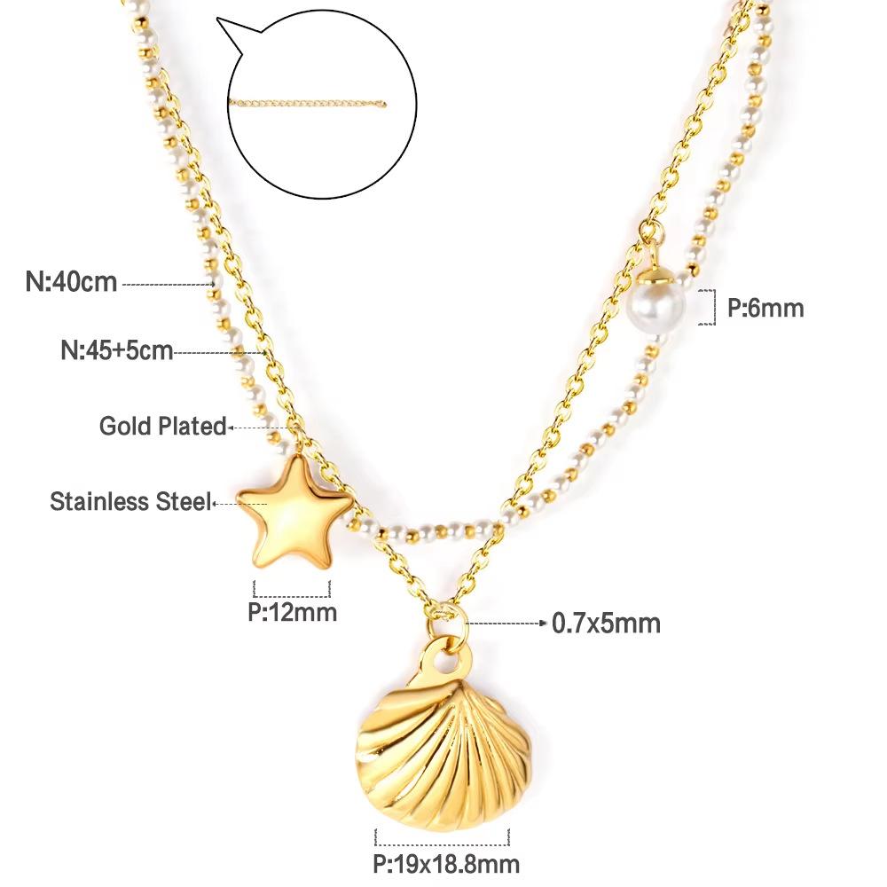 Women's Fashion Geometric Jewelry Light Luxury Multiple Styles Stainless Steel Pearl Pendant Choker Necklace