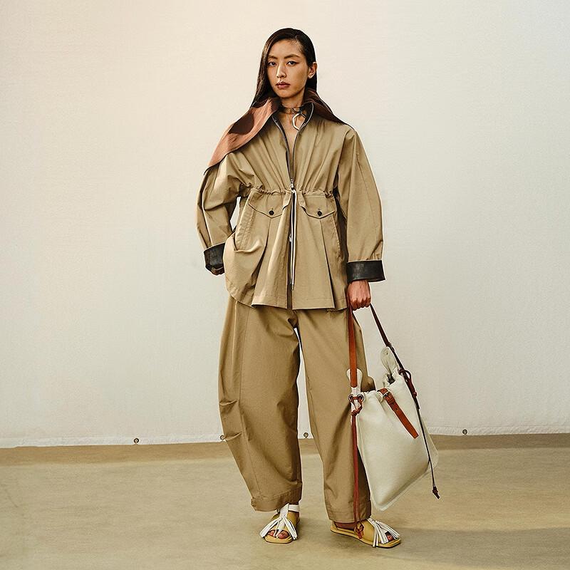 LESSLESS Stand-Collar Loose A-Line Jacket