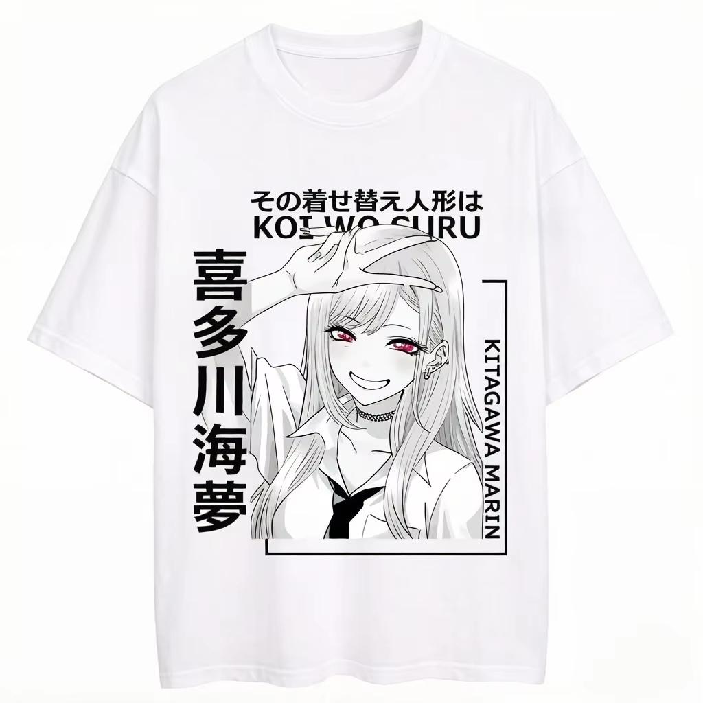 Summer Hot Sale New My Dress-Up Darling Kitagawa Marin Anime T-Shirt Unisex Harajuku Hip Hop T-Shirt Cotton Gothic Round Tshirt