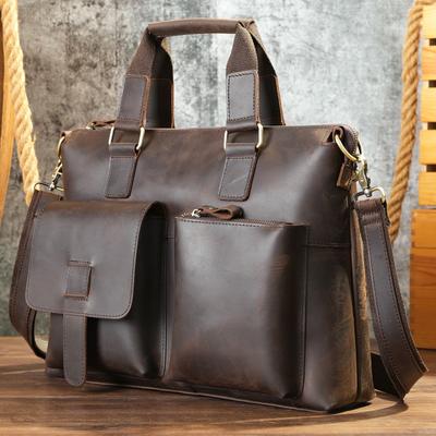 Vintage Cowhide Men's Briefcase Genuine Leather Business Computer Bag Business Bag