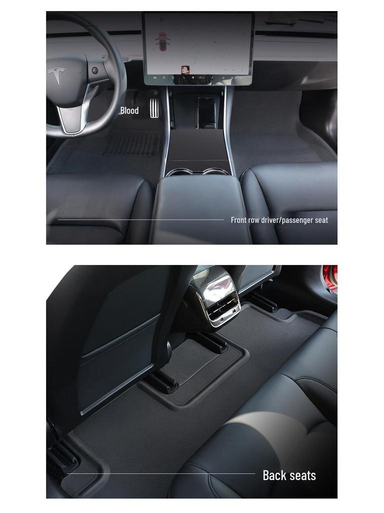 Non-Slip XPE TPE Floor Mats & Trunk Mat for Tesla Model 3/Y, Left & Right-Hand Drive, with Backrest & Foot Pads