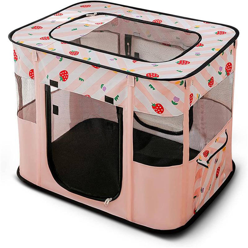 Foldable Pet Pen Dog Crate Portable Playpen for Dog Puppy Cats Top Removable Zipper Mesh Dog Cat Tent Kennel with Carrying Bag