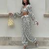 2026 spring new women's clothing, cross-border foreign trade Europe and the United States, fashion printing sexy ruffle edge top and trousers set