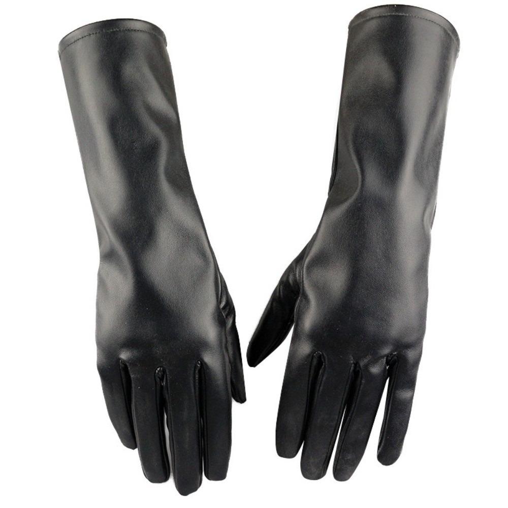 Elegant Watertight Winter Gloves Antiskid Mid-Length Pu Leather Gloves Soft Thicken Driving Gloves Winter Season чёрный
