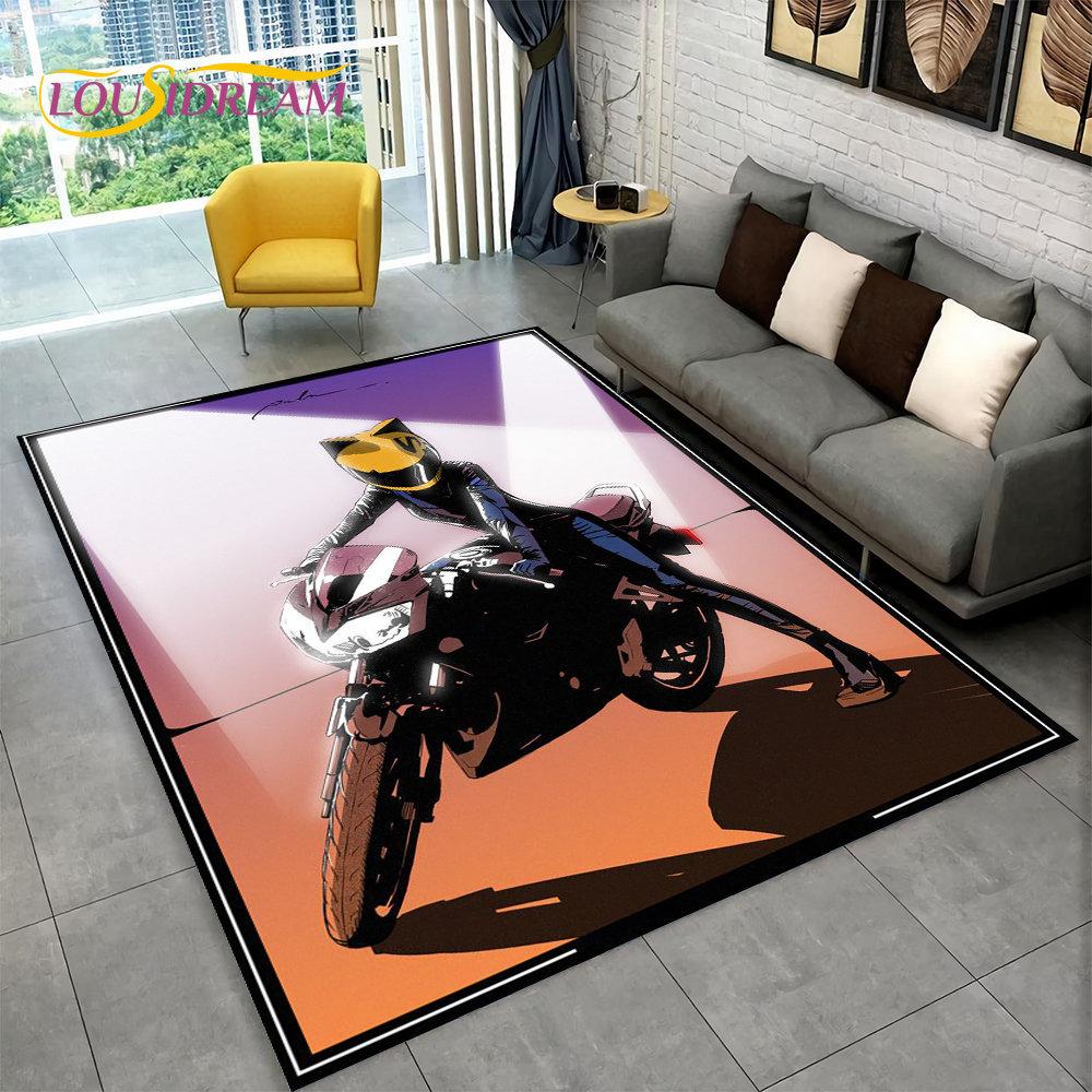 3D Motorcycle Racing Carpet Family Living Room Bedroom Decoration Door Mat Playroom Children Play Non-Slip Floor Mat