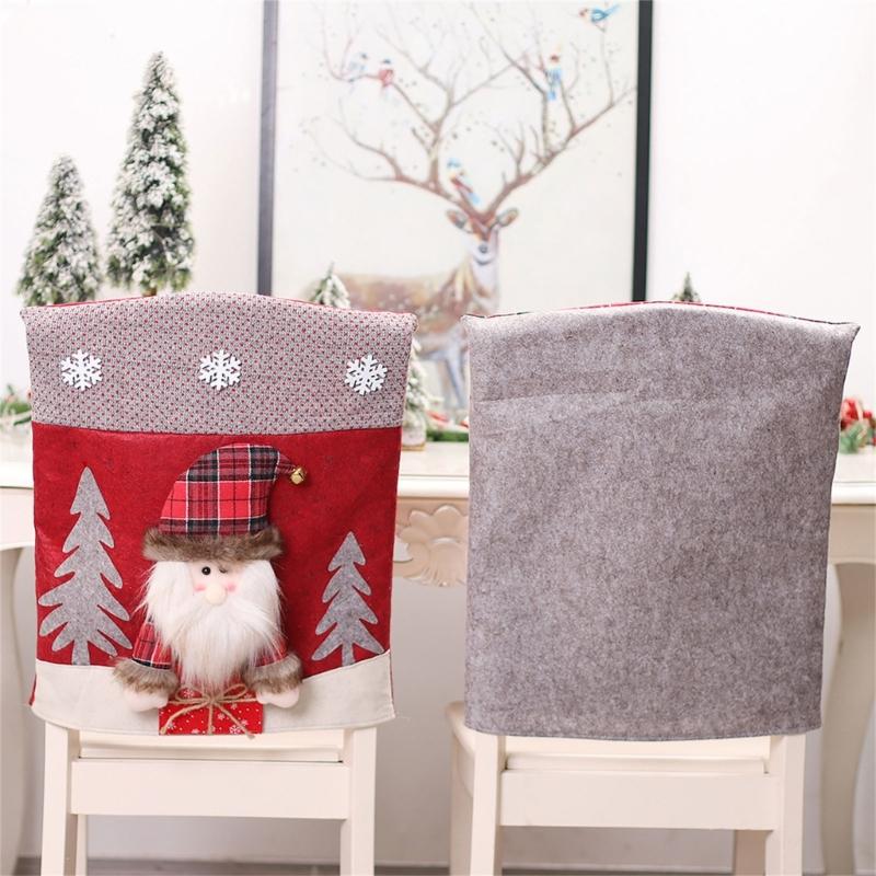 Christmas Themed Santa and Snowmans Chair Slipcovers Nonwoven Materials Quick Setups Holiday Decoration