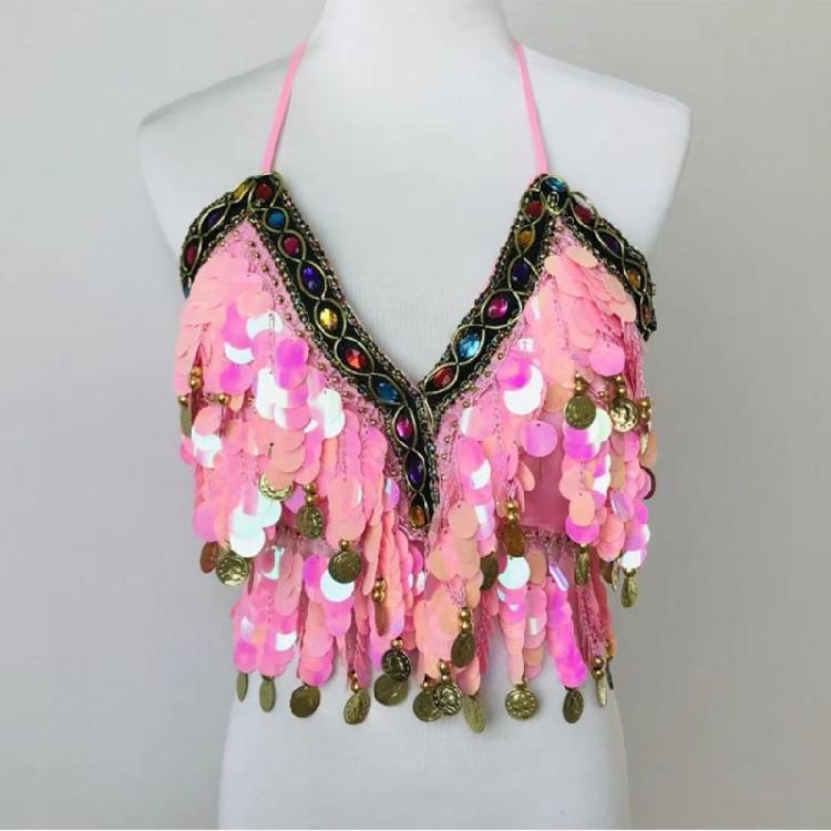Lady Belly Dancer Costume Belly Dancing Sequins Bra Tops Lantern Pants Trousers Halloweem Performances Costume for Womens