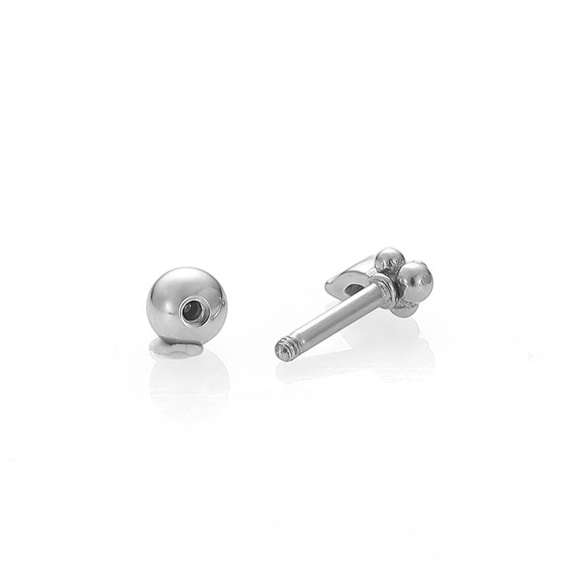 Elegant 316L Stainless Steel Stud Earrings with Eye Heart Zirconia and Screw Round Ball Design for Cartilage Piercing