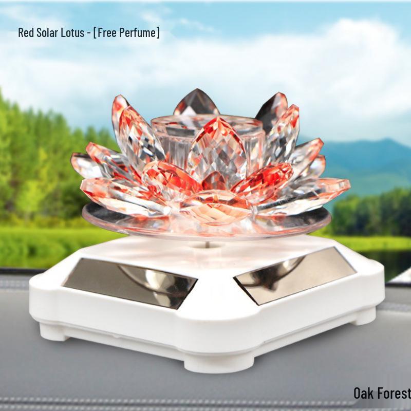 Lotus Guanyin Buddha Car Ornament with Crystal Perfume Base - Peaceful Interior Decoration