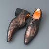 Men's Large Size Pointed Toe Retro Leather High Heel Cuban Shoes for Banquets