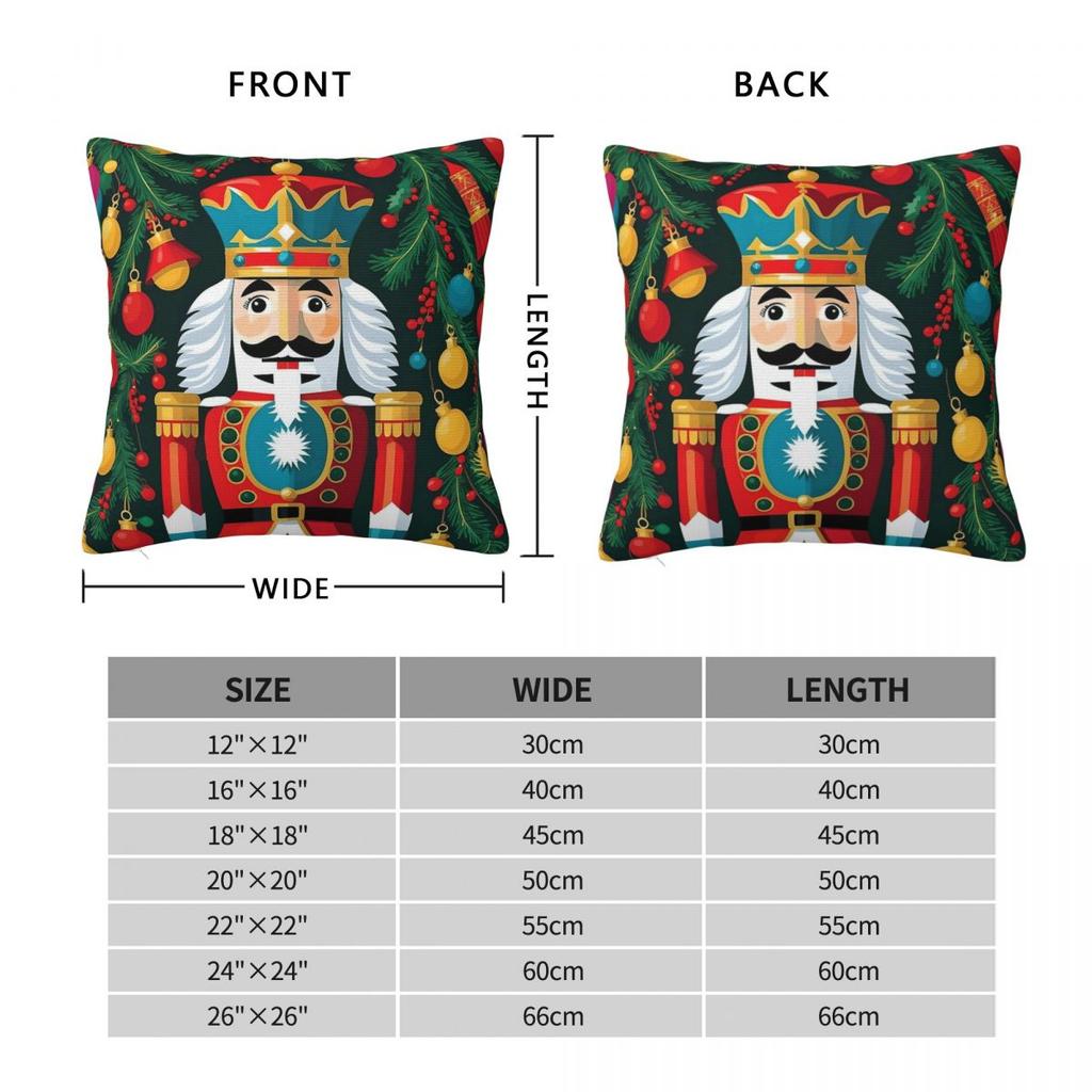 Merry Christmas Nutcracker King Pillowcase Printed Fabric Cushion Cover Gift Pillow Case Cover Home Square 45X45Cm