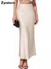 Summer High Waist Fishtail Satin Wrap Pencil Skirt