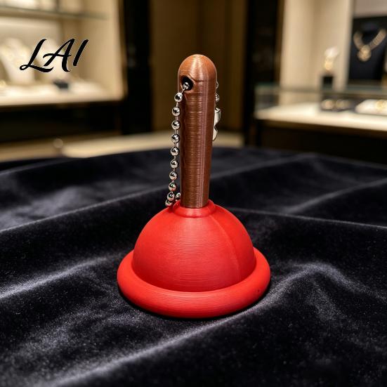 Small Plunger Clicker Mini Toilet Keychain 3D Printed Finger Keychain Toy Backpacks Handbag Purse Charm Gag Gift