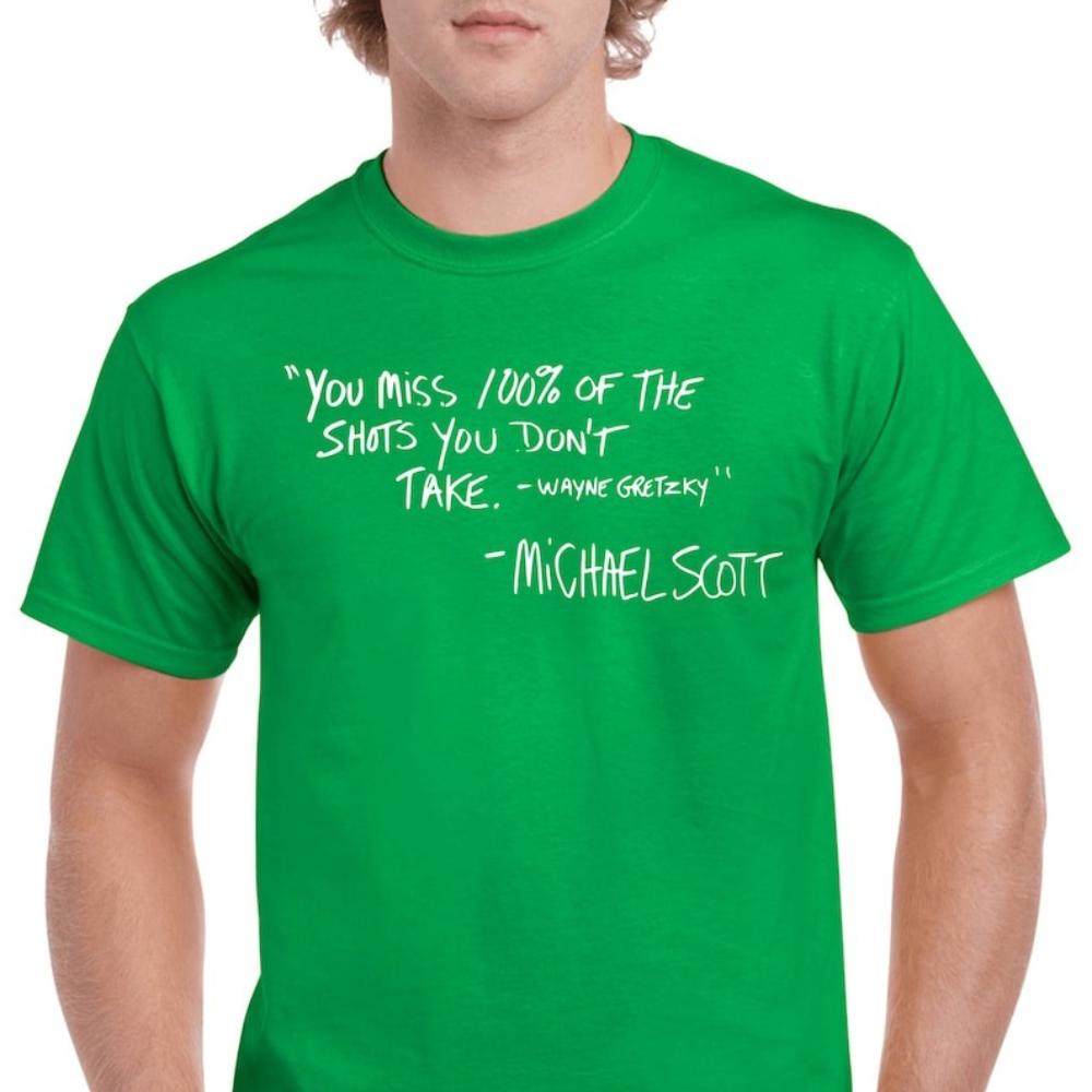 The Office Michael Scott Quote You Miss 100 of The Shots Shirt Office TV Show Graphic T Shirts Woman Man Cotton Shortsleev S