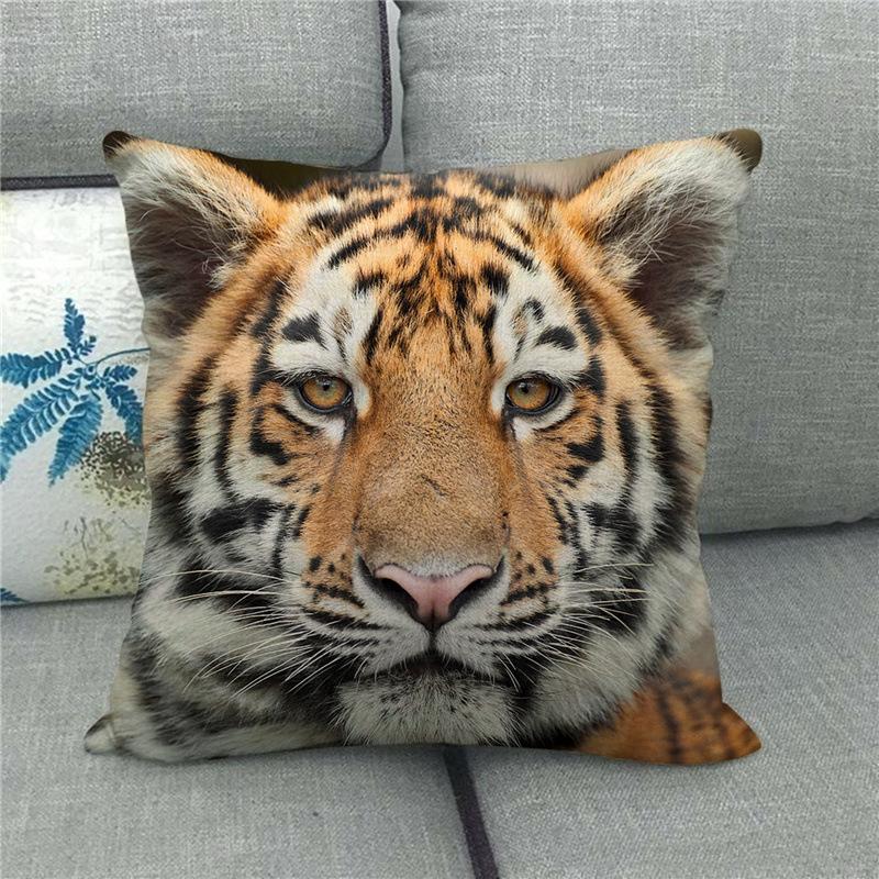 Tiger and Lion Print Pattern Cushion Cover Pillowcase Home Living Room Sofa Bedroom Decorative Pillowcase