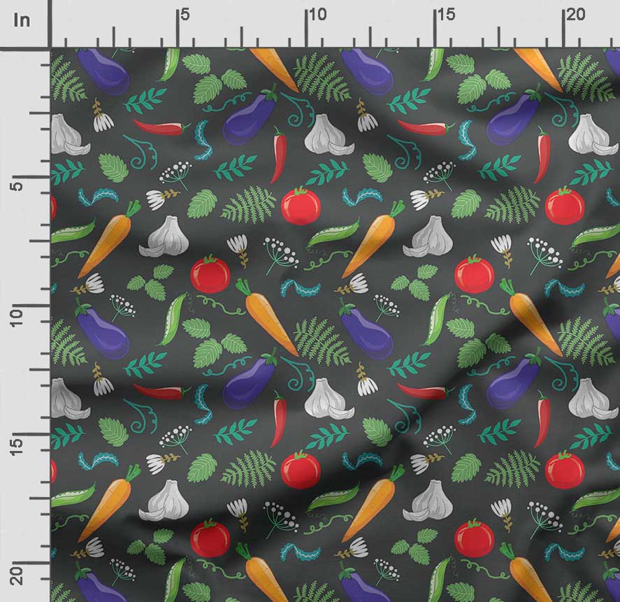 Soimoi Veggies Print,  Cotton Cambric, Quilting Fabric Sold by The Yard 42 Inch Wide, Medium Weight Cotton Fabric, Sewing  Supplies,Aquamarine