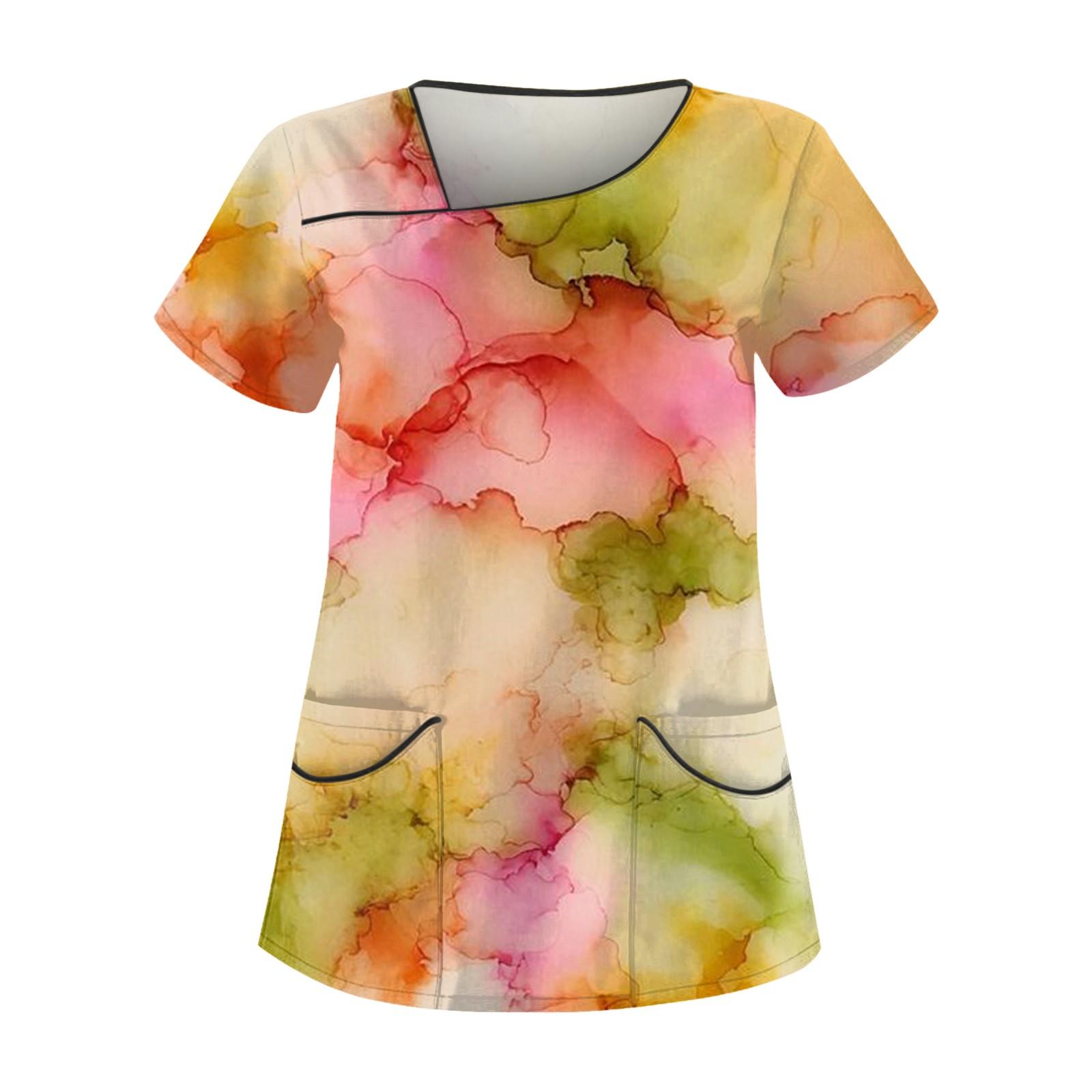 

Женская мода, униформа с принтом, комбинезон, футболка с наклонным воротником и двойным карманом, топ с короткими рукавами L зелёный