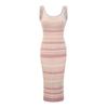 Women's Rainbow Stripe Sleeveless Knit Camisole Dress - Slim Fit Summer Mid-Length