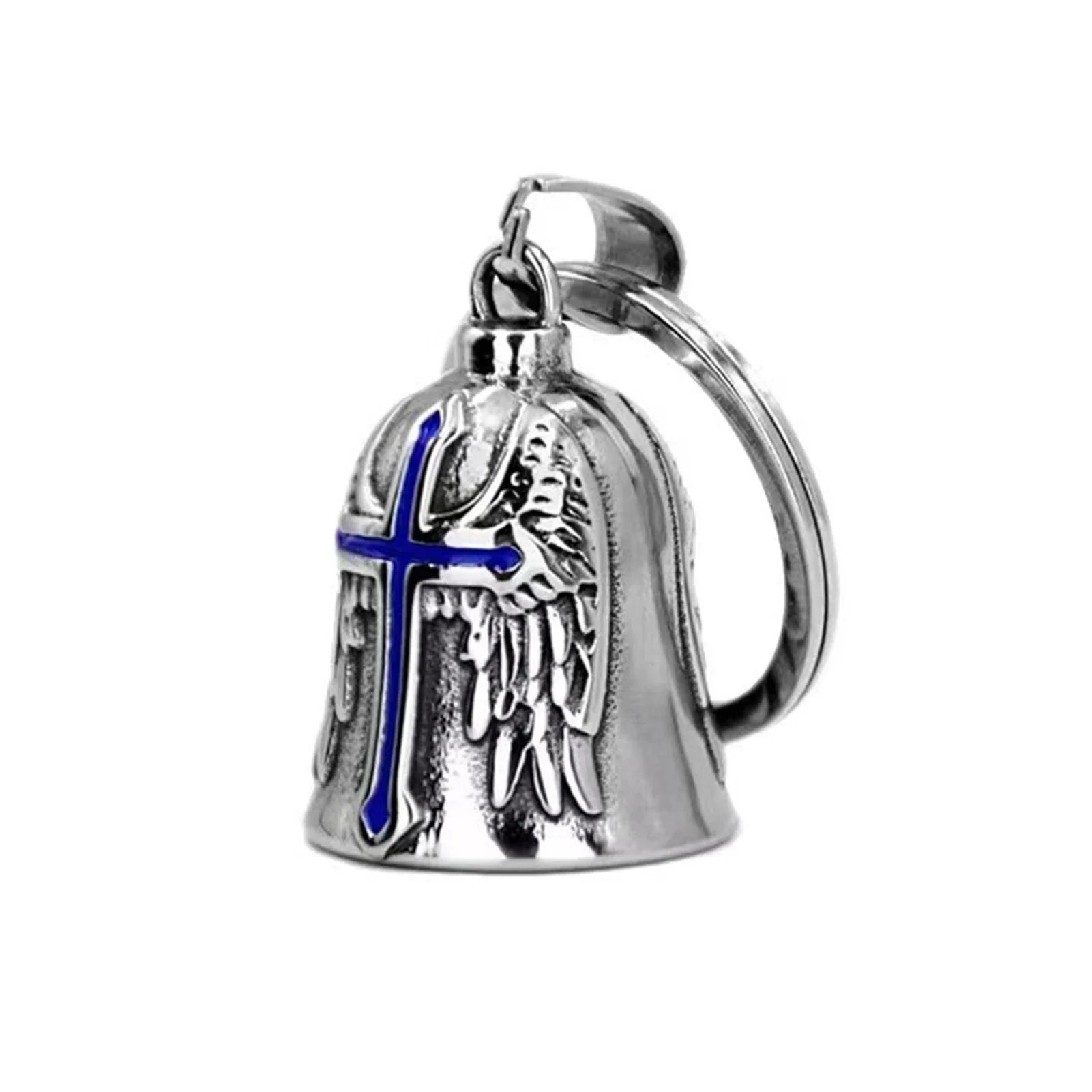 Motorcycle Style Fashion Personality Creative Punk Men s Angel Wings Cross Bell Pendant with Accessories