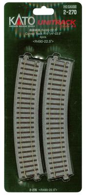 KATO HO Gauge Curved Track 4 Pieces Railway Model Supplies R490-22.5° 2-270