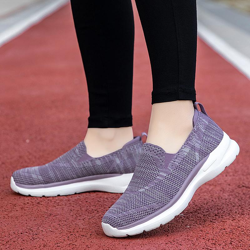 Couples Slip-on Casual Shoes Lightweight Flats Breathable Knitted Loafers Women Men Comfortable Daily Walking Shoes