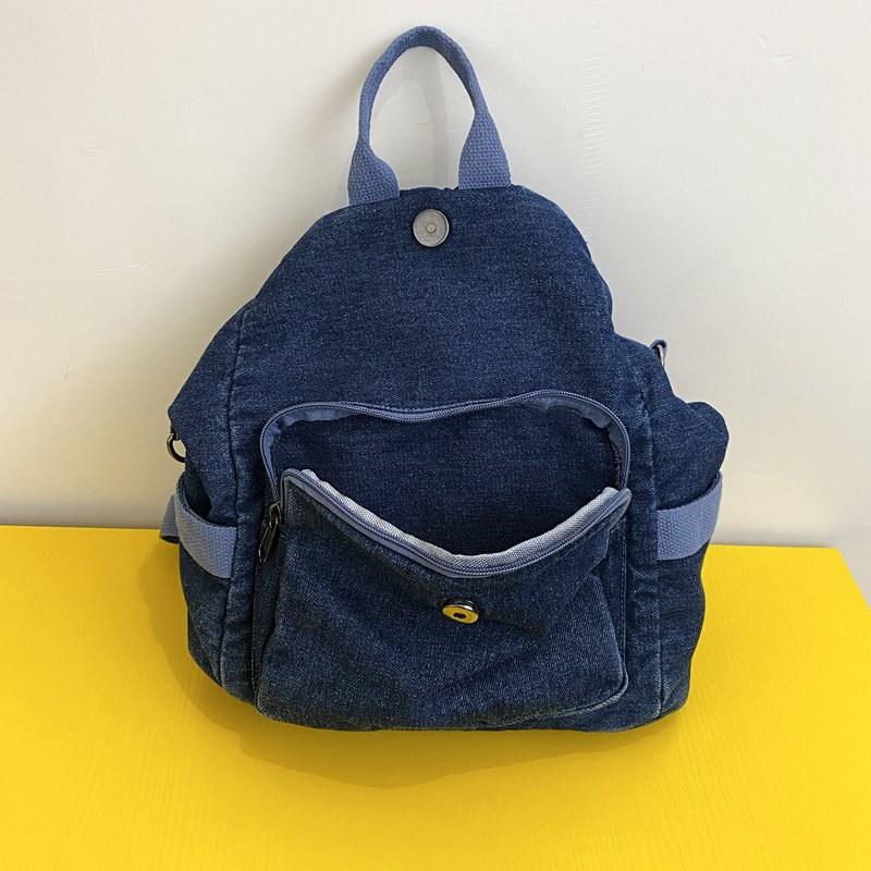Denim Backpack Women's Casual Mini Backpack with Front Zip Pocket Adjustable Shoulder Straps Fashion School Bag