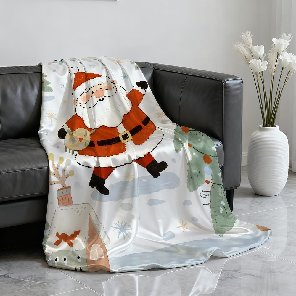 Merry Christmas Santa Claus Blanket Soft Throw Blanket for Home Bedroom Bed Sofa Picnic Travel Office Rest Cover Blanket Gift