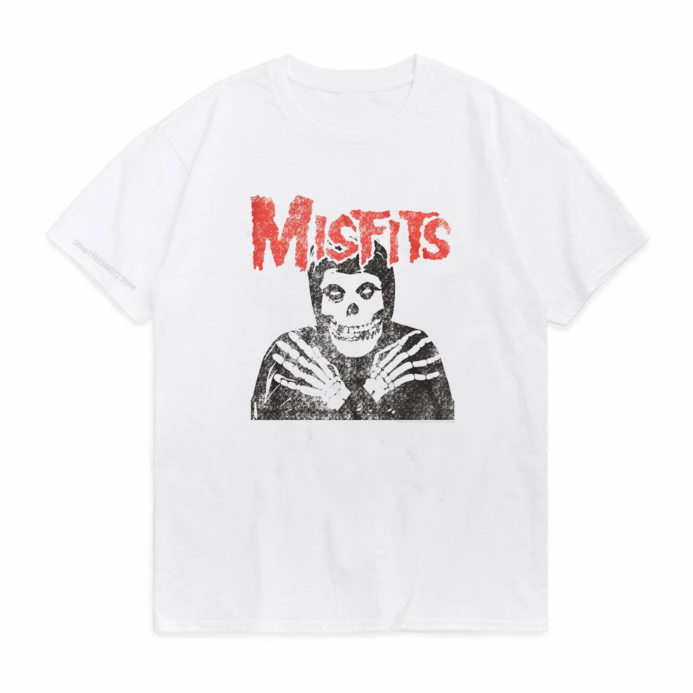 Misfits Print Graphic TShirt Vintage Rock Band Design Short Sleeve Round Neck Tshirt Summer Casual For Music Fan Harajuku Tee