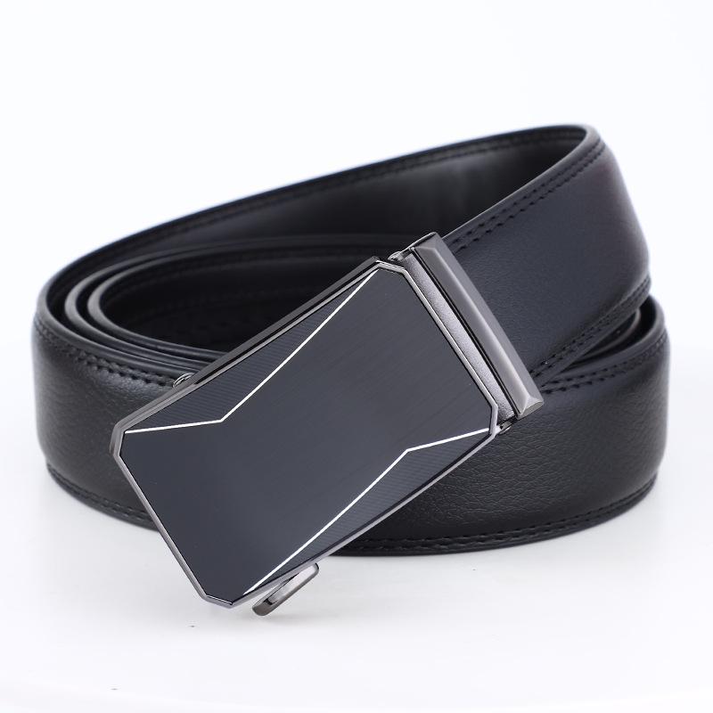 Men's New Business Belt Alloy Trendy Automatic Buckle Leather Pants Belt Business Casual Young and Middle Aged Belt Men