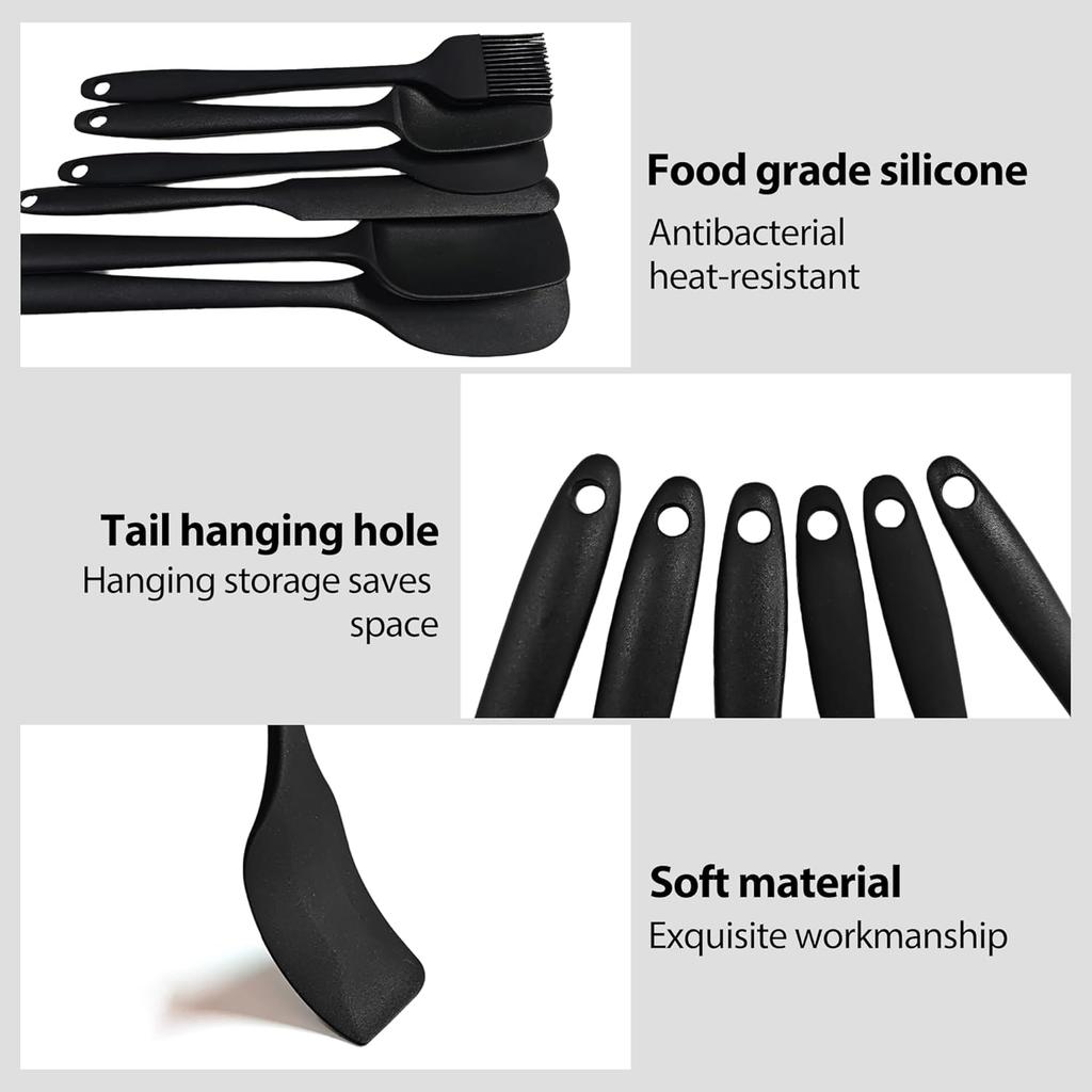 6 Pieces Silicone Spatula Set, Rubber Spatulas Silicone Heat Resistant Spatula Set for Kitchen Use, Food Grade Rubber Spatula with Ergonomic Grip,